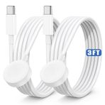 Essri Apple Watch Şarj Cihazı için 2 Paket USB C Manyetik iWatch Şarj Kablosu Hızlı Şarj Kablosu Watch Ultra2/Ultra/Series 9/8/7/6/SE/SE2/5/4/3/2/1-1 m/1m ile Uyumlu - Beyaz