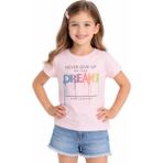 Essu Kız Çocuk Dreams Yazı Desenli Pudra Renk Kısa Kol Tişört - 7 Yaş