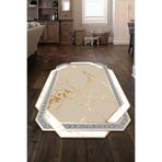 ESTA HALI Gold Mermer Desenli Lazer Kesim Halı (makinada Yıkanabilir Kaymaz Dot Taban) - Esta1368