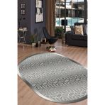 ESTA HALI Gri Geçişli Modern Oval Halı (makinada Yıkanabilir Kaymaz Dot Taban) - Esta1148