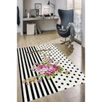 ESTA HALI Modern Çiçekli Yuvarlak Halı (Makinada Yıkanabilir Dot/keçe Taban) - CP1099