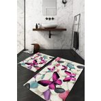 ESTA HALI Renkli Kelebek Ve Taş Desenli Halı Takımı (60X100/40X60) - Cp26