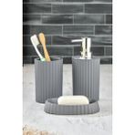 Este 3 Parça Yuvarlak Lavabo Banyo Seti - Sıvı Sabunluk Katı Sabunluk Diş Fırçası - Antrasit Gri