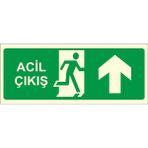 Este Uyarı Levhaları Acil Çıkış Yukarı Fotolümen Uyarı Levhası