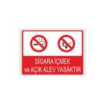 Este Uyarı Levhaları Sigara İçmek Ve Açık Alev Yasaktır 25x35 cm Uyarı Levhası