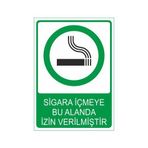 Este Uyarı Levhaları Sigara İçmeyebu Alanda İzin Verilmiştir 25x35 cm Uyarı Levhası