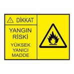 Este Uyarı Levhaları Yangın Riski Yüksek Yanıcı Madde 25x35 cm Uyarı Levhası