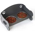 Estela Kedi Mama Kabı Füme Kemikli Kedi Mama ve Su Kabı Kedi Yemek Kabı - Gri