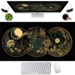 Estetik Göksel Masa Matı Vintage Çiçekler Masa Pedi Büyük Mouse Pad Oyun Mousepad Genişletilmiş XXL Bilgisayar Matı 80 x 40 cm, Sevimli Dizüstü Bilgisayar Klavyesi ve Mouse Mat Kadınlar için Ofis