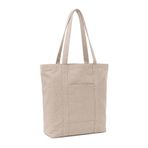 Estetik Kanvas Tote Bag - Büyük Boy Koton Bez Çanta - Minimalist Günlük Omuz Çantası - Krem