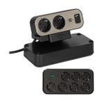 Estilo Duplex Serisi 9 Soketli Typ-C ve USB Li 19.500 Amper Akım Korumalı 2 Metre Kablolu Masa Üstü Priz