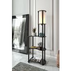 ESTİLO Lambader – Siyah Renkli Modern ve Minimalist Tasarım, Geniş Taban Yüzeyi (30x48 cm), 120 cm Yükseklik, E27 Duy Uyumlu, LED Ampul ile Kullanılabilir, Kolay Kurulumlu Dekoratif Lamba