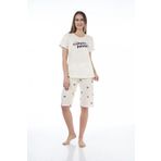 Estiva 22065 Kadın Palmiye Desenli Viskon Kısa Kollu Kaprili Pijama Takımı