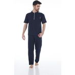 Estiva 22261 Erkek Penye Apolet Desenli Kısa Kollu Pijama Takımı