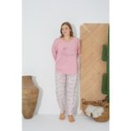 Estiva 24077 Kadın Büyük Beden Rahat Uzun Kollu Pijama Takımı