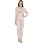 Estiva Desenli Uzun Kol Viskon Bayan Pijama Takım Pembe M