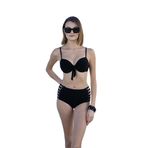 Estiva Do&De 2511-600 Flora Kaplı Yüksek Bel Biritli Siyah Kadın Bikini