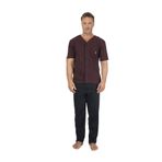 Estiva Erkek Önden Düğmeli Kısa Kollu Cepli Yazlık Penye Pijama Takımı BORDO L
