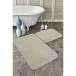 Estiva Home 2'li Bej Banyo Paspas Takımı Peluş Kaymaz Taban Yıkanabilir 80x120 + 80x50