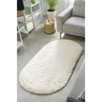 Estiva Home Krem Oval Post Peluş Halı – Ultra Yumuşak, Kaymaz Dot Taban, Antibakteriyel – Makinada Yıkanabilir Yolluk Halısı - 200 x 200 cm