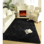 Estiva Home Siyah Post Peluş Halı – Ultra Yumuşak, Yıkanabilir, Kaymaz Dot Taban, Antibakteriyel – Salon, Koridor ve Çocuk Odası Halısı - 60 x 150 cm