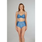 Estiva Kadın Açık Mavi Drapeli Kaplı Straplez Bikini Takımı