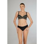 Estiva Kadın Çizgi Desenli Siyah Emprime Kaplı Battal Beden Bikini Takımı