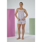 Estiva Kadın Kalp Desenli Gri Askılı Şortlu Viskon Pijama Takımı