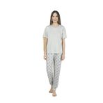 Estiva Kadın Puantiyeli Soft Kumaş Yazlık Pijama Takımı - Gri L