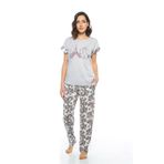 Estiva Paris Desenli Kısa Kol Viskon Bayan Pijama Takımı Gri M