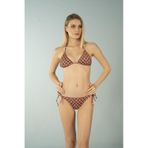 Estiva Parlak Üçgen İpli Bikini Takımı - Turuncu Desenli