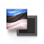 Estonya - Abstract Efektli Bayrak - Baskılı Kare Buzdolap Magneti