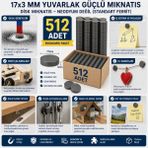 EstoreBox 512 Adet Mıknatıs 17X3 mm Yuvarlak Güçlü Mıknatıs Disk Mıknatıs