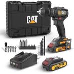 EstoreBox Cat DX1010.1 18VOLT 2.0AH Li-Ion Çift Akülü Kömürsüz Profesyonel Şarjlı Darbeli Matkap + 20 Parça D