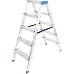 EstoreBox Çift Basamaklı Alüminyum Metal Merdiven Yükseklik 115CM Baş Genişlik 8cm
