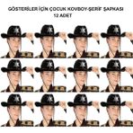 EstoreBox Kovboy Şerif Şapkası Siyah 12 Adet - Kostüm, Parti Gösteri Şapkası