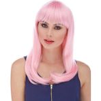 EstoreBox Pembe Renk Uzun Düz Parti Peruğu