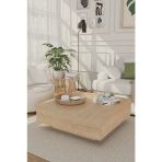 Estoria Home Safir Meşe Aurea Kare Uçan Kullanışlı Orta Sehpa Yeni Nesil Modern Salon Meşe Desen Küp Sehpa