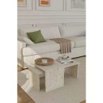 Estoria Home Terra Traverten Mermer Desen 2'Li Orta Sehpa Modern Yeni Nesil Kullanışlı Zigon Olabilen Orta Sehpa