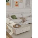 Estoria Home Traverten Mermer Desen Kullanışlı Kare Uçan Orta Sehpa Yeni Nesil Modern Salon Küp Sehpa - Bej