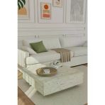 Estoria Home Traverten Mermer Desen Kullanışlı Kare Uçan Orta Sehpa Yeni Nesil Modern Salon Küp Sehpa