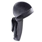 ESUSO Durag Erkek Türban Bone Şapka Uzun Kuyruklu Bandana Kadife Kumaş (Gri)