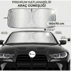 Eşya Dünyası Araç Ön Cam Güneşliği Katlanabilir Pratik Güneş Koruyucu 150X70 cm - 150 x 70 cm