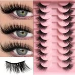 Eşya Dünyası Kedigözü (Cat Eye) 10’lu Takma Kirpik Seti – Yoğun Hacimli & Kalkık Etki – Yumuşak Fiber Şeffaf Bant - Siyah