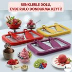 Eşya Dünyası Paslanmaz Çelik Dondurma Tavası Seti - Rulo Dondurma, Sorbe ve Meyveli Yoğurt Hazırlama Plakası - Mor - Kırmızı