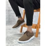 ET0003 Bağcıklı Klasik Spor Keten Kahverengi Beyaz Taban Casual Erkek Ayakkabı