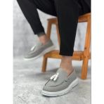 ET0005 Bağcıksız Yüksek Taban Klasik Keten Füme Püsküllü Erkek Ayakkabı