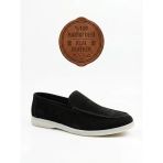 Et0252 %100 İçi Dışı Hakiki Deri Erkek Siyah Süet Casual Loafer Termo Taban Ayakkabı