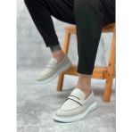 ET0355 Bağcıksız Keten Gri Klasik Corcik Erkek Ayakkabı