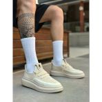 Et0375 Özel Örme Triko Tarz Krem Renk Spor Ayakkabı